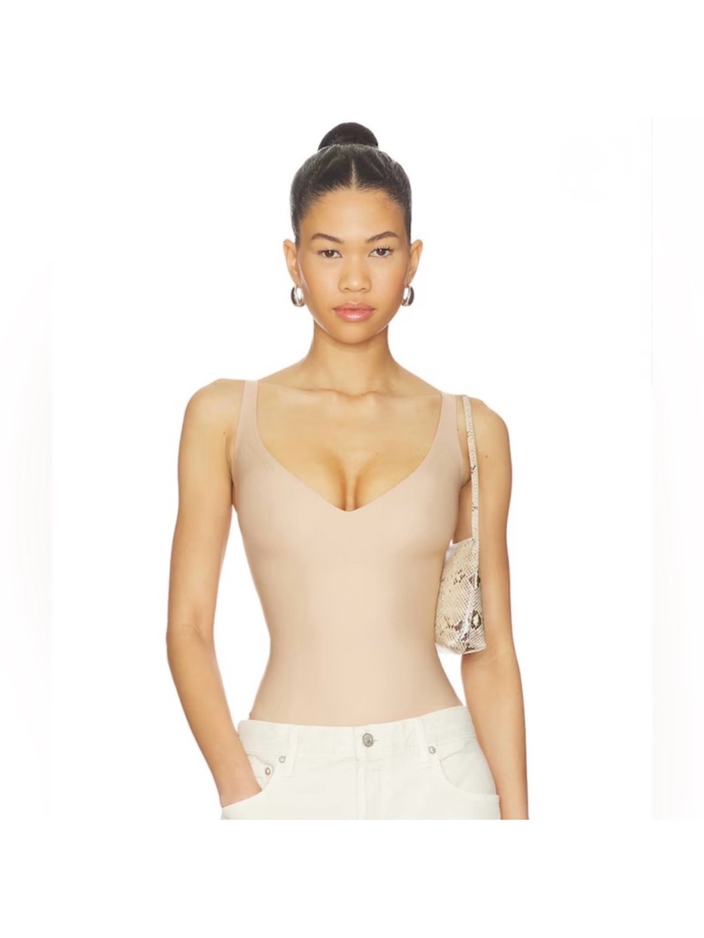 Skims Body Core Sculpt Plunge Thong Bodysuit in Clay